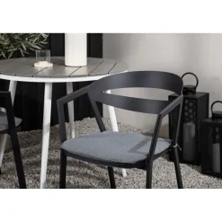 Parvekeryhmä , ø90cm, harmaa/valkoinen Break-pöytä + 2 musta/harmaata Slit-tuolia*Venture Home Sale
