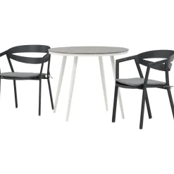 Parvekeryhmä , ø90cm, harmaa/valkoinen Break-pöytä + 2 musta/harmaata Slit-tuolia*Venture Home Sale