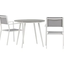 Parvekeryhmä , ø90cm, harmaa/valkoinen Break-pöytä + 2 harmaa-valkoista Copacabana-tuolia*Venture Home Clearance