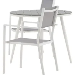 Parvekeryhmä , ø90cm, harmaa/valkoinen Break-pöytä + 2 harmaa-valkoista Copacabana-tuolia*Venture Home Clearance