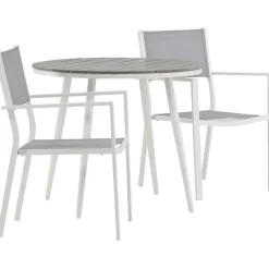 Parvekeryhmä , ø90cm, harmaa/valkoinen Break-pöytä + 2 harmaa-valkoista Copacabana-tuolia*Venture Home Clearance