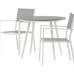 Parvekeryhmä , ø90cm, harmaa/valkoinen Break-pöytä + 2 harmaa-valkoista Copacabana-tuolia*Venture Home Clearance