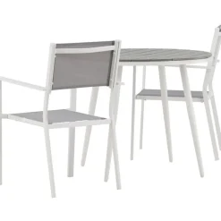 Parvekeryhmä , ø90cm, harmaa/valkoinen Break-pöytä + 2 harmaa-valkoista Copacabana-tuolia*Venture Home Clearance