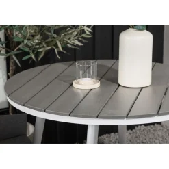 Parvekeryhmä , ø90cm, harmaa/valkoinen Break-pöytä + 2 harmaa/valkoista Spoga-tuolia*Venture Home Discount