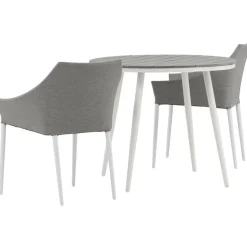 Parvekeryhmä , ø90cm, harmaa/valkoinen Break-pöytä + 2 harmaa/valkoista Spoga-tuolia*Venture Home Discount
