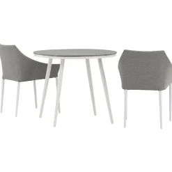 Parvekeryhmä , ø90cm, harmaa/valkoinen Break-pöytä + 2 harmaa/valkoista Spoga-tuolia*Venture Home Discount