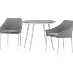 Parvekeryhmä , ø90cm, harmaa/valkoinen Break-pöytä + 2 harmaa/valkoista Spoga-tuolia*Venture Home Discount