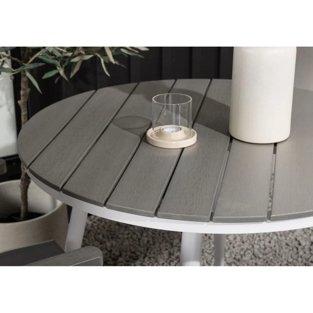 Parvekeryhmä , ø90cm, harmaa/valkoinen Break-pöytä + 2 harmaata Albany-säätötuolia*Venture Home Hot