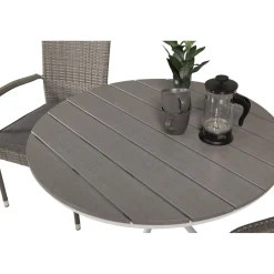Parvekeryhmä , ø90cm harmaa-valkoinen Parma-pöytä + 2 harmaata Anna-tuolia*Venture Home Discount