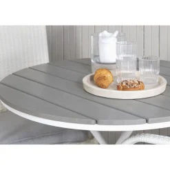 Parvekeryhmä , ø90cm harmaa-valkoinen Parma-pöytä + 2 harmaata Anna-tuolia*Venture Home Discount