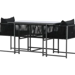 Parvekeryhmä Noto, 120x60cm Noto-pöytä + 2 Noto-tuolia, musta*Venture Home Clearance