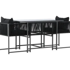 Parvekeryhmä Noto, 120x60cm Noto-pöytä + 2 Noto-tuolia, musta*Venture Home Clearance