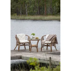 Best Parvekeryhmä Wera, ø60cm pöytä + 2 tuolia, rottinki, ruskea/luonnonvalkoinen Parvekekalusteet