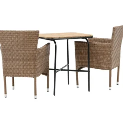 Parvekeryhmä , 88x70cm Holmbeck-pöytä + 2 ruskeaa Malina-tuolia*Venture Home Sale