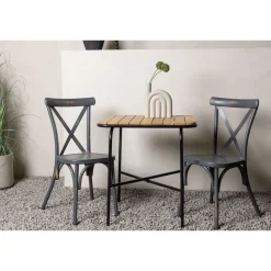Parvekeryhmä ,  88x70cm Holmbeck-pöytä + 2 mustaa Tablas-tuolia*Venture Home Clearance