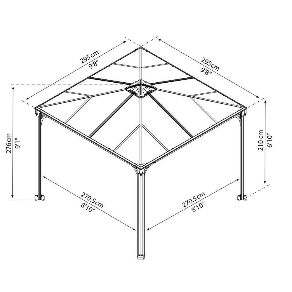 Clearance Paviljonki Palermo 3000 3 x 3 m 8,7 m² harmaa Paviljongit|Paviljongit