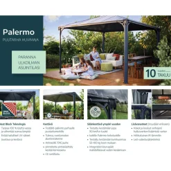 Online Paviljonki Palermo 3600 3,6 x 3,6 m 13 m² harmaa Paviljongit|Paviljongit