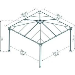 Online Paviljonki Palermo 3600 3,6 x 3,6 m 13 m² harmaa Paviljongit|Paviljongit