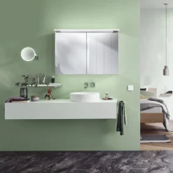 Peilikaappi LED-valaisimella Glänsa 1000 mm valkoinen*Bathlife Online