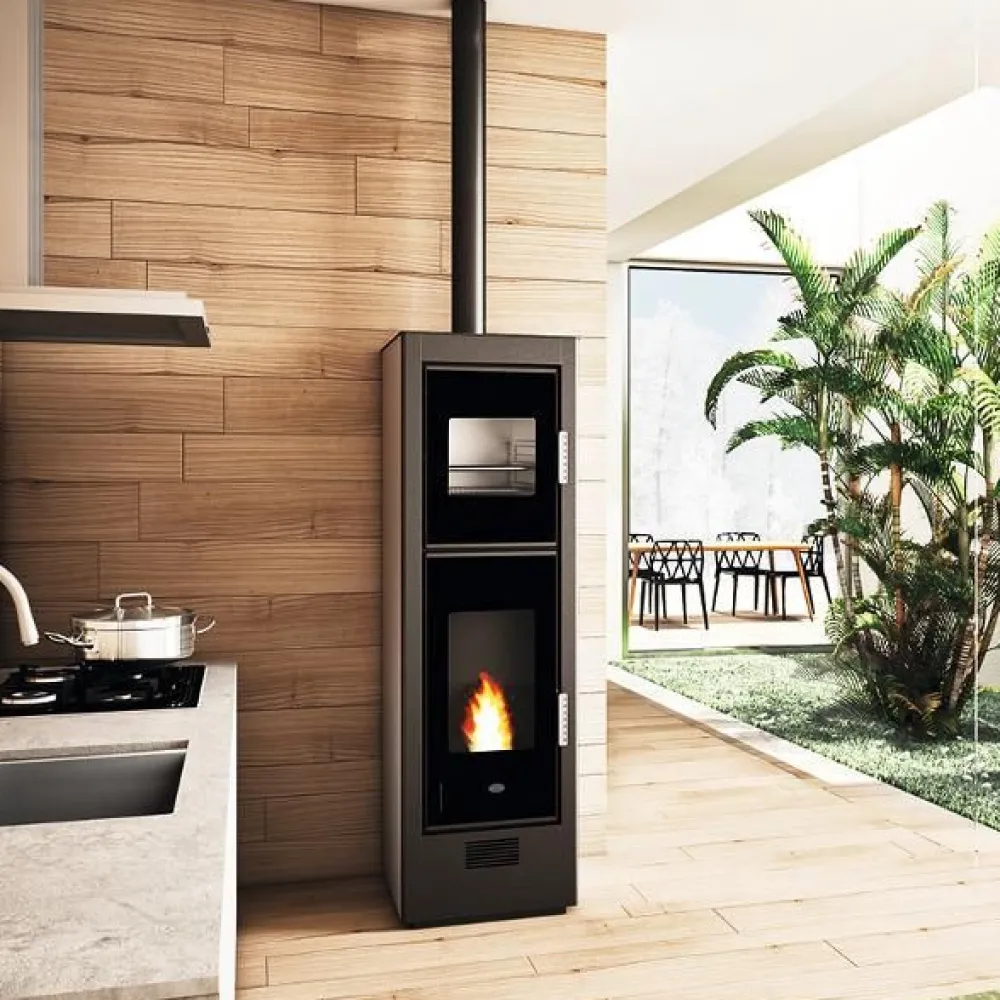 Pellettitakka Biscotto 7.5kW, uunilla, harmaa*Eva Calòr Discount