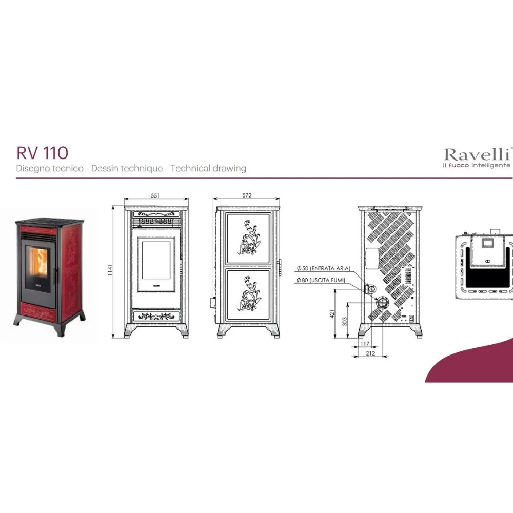Pellettitakka RV110 11.5 kW valkoinen*Ravelli Discount