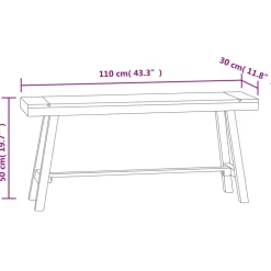 Penkki 110 cm täysi tiikki (40743)*FinePRICE Hot