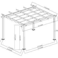 Pergola Garden 3x4m kangaskatolla alumiini*Mag-Pro Clearance