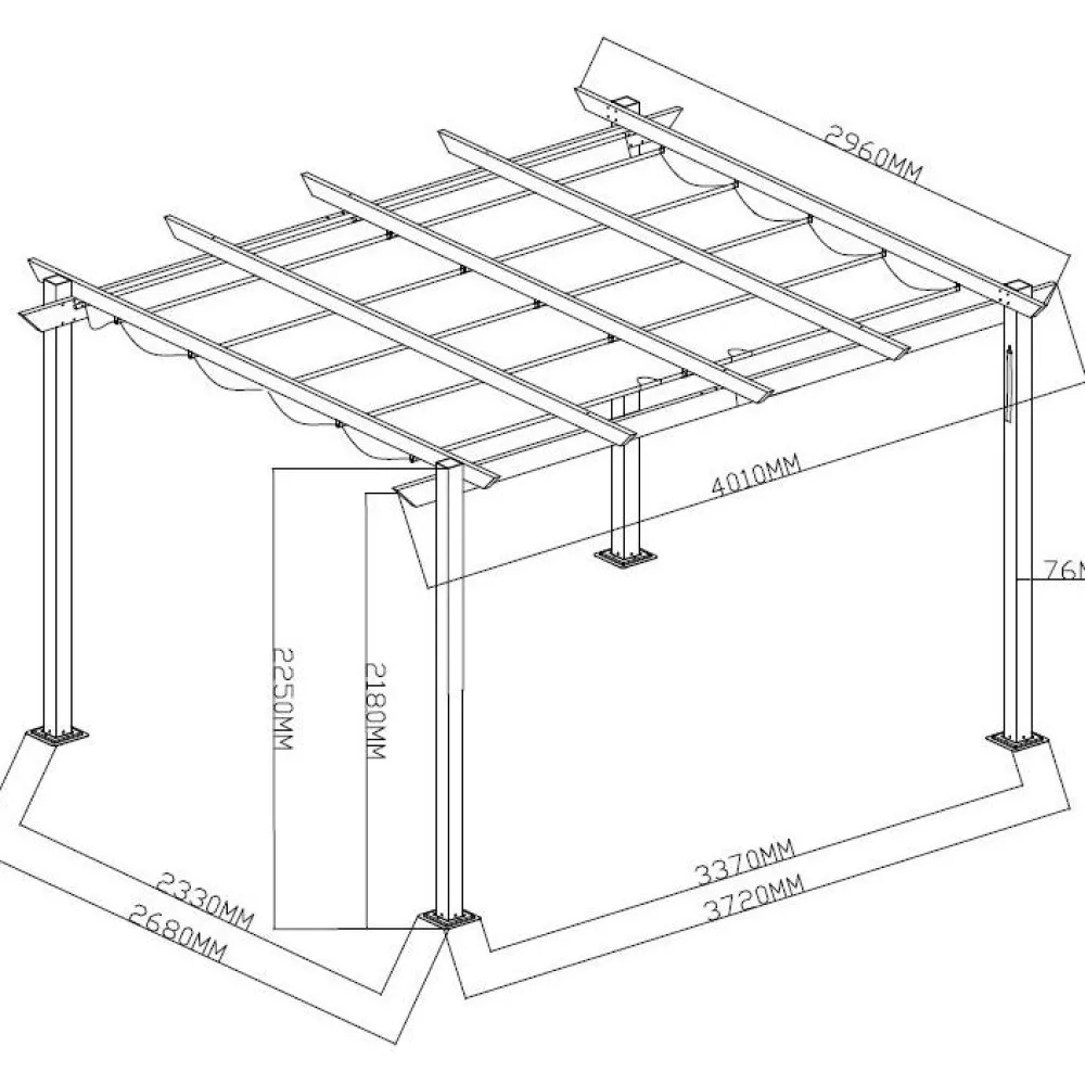 Pergola Garden 3x4m kangaskatolla alumiini*Mag-Pro Clearance