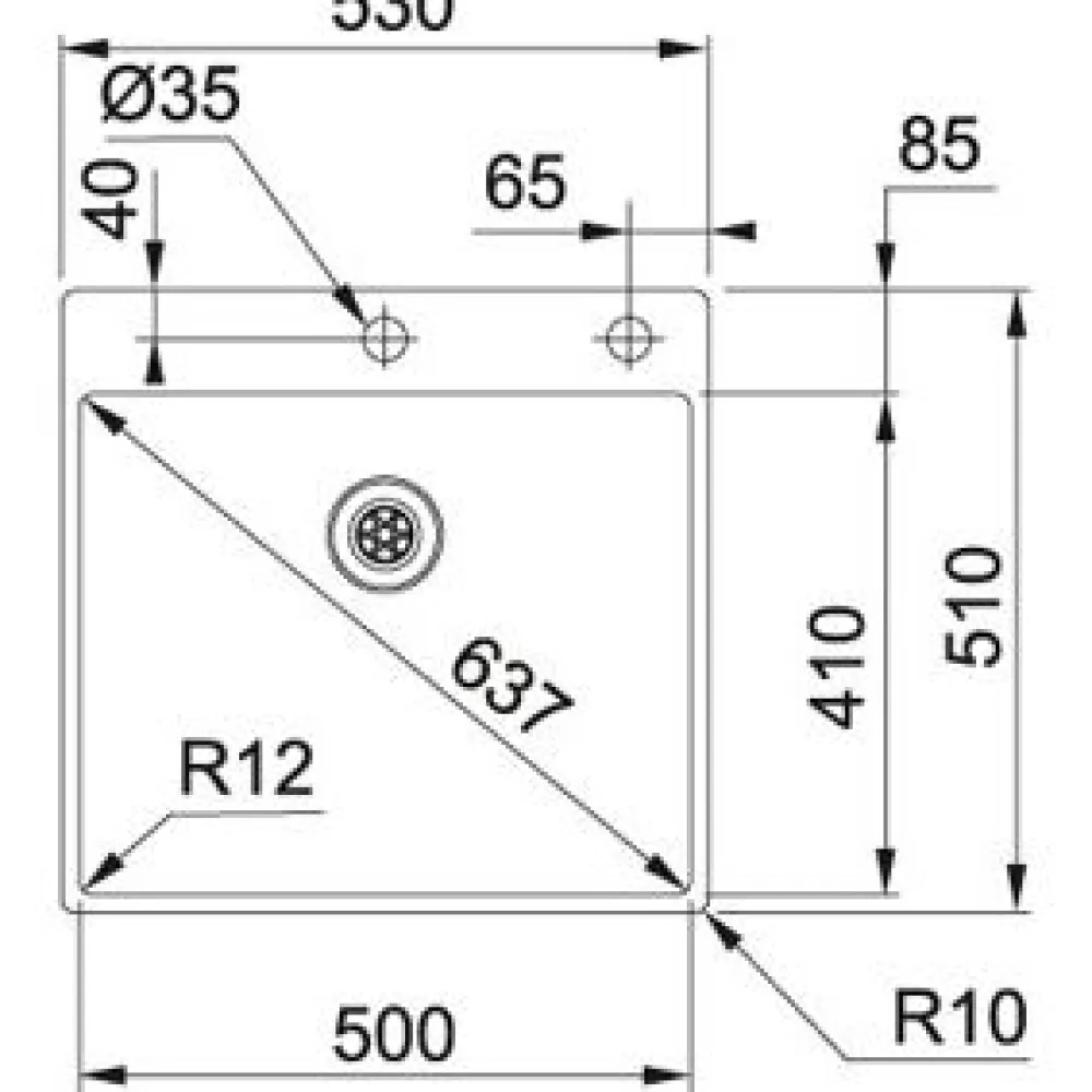 Pesuallas Frank Box BXX 210-50 TL 530x510 mm rst*Franke Online