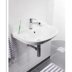Pesuallas Nautic, 56 cm, pultti/kannatinkiinnitys, hananreikä keskellä, CeramicPlus*Gustavsberg Best