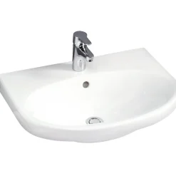 Pesuallas Nautic, 56 cm, pultti/kannatinkiinnitys, hananreikä keskellä, CeramicPlus*Gustavsberg Best