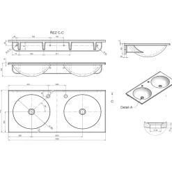 Pesuallas Juno 1000 x 470 mm kaksialtainen kivi valkoinen*Interia Discount