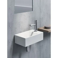 Best Pesuallas Kube X 400x230 mm, hanareiällä, oikea/vasen, valkoinen Seinään Kiinnitettävät Altaat|Pesualtaat Tason Päälle
