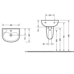 Pesuallas 10TP71045, 450x350 mm, valkoinen*Interia Outlet