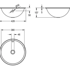 Outlet Pesuallas Kuru Ø380 mm rst satiinipintainen Tasoon Upotettavat Altaat