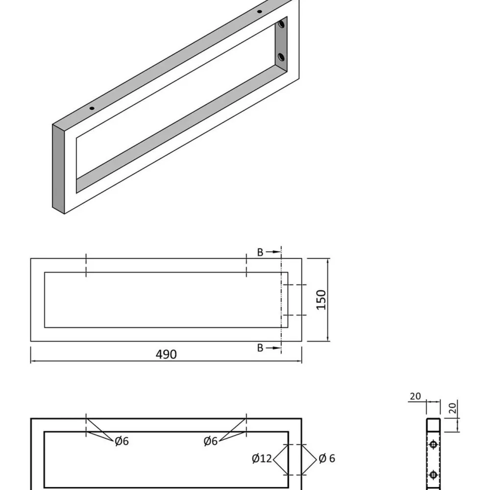 Pesualtaan kannatin , 490x150x20mm, eri värejä*Interia Outlet