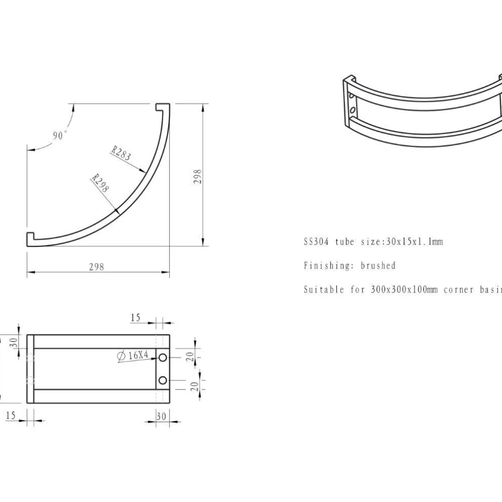Pesualtaan seinäteline 39-3531 300x300x150 mm rst*Interia Outlet