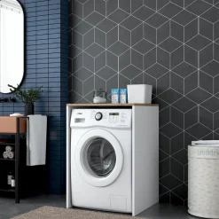 Pesukonekaappi KD103, pähkinäpuu/valkoinen*Linento Furniture Discount