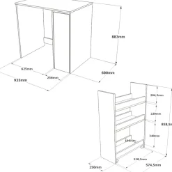 Pesukonepöytä SA1 60 cm valkoinen/ruskea*Linento Furniture Online