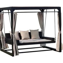 Pihakeinu Barcelona, 3 hlö, katoksella ja verhoilla, musta/beige*Home4you Discount