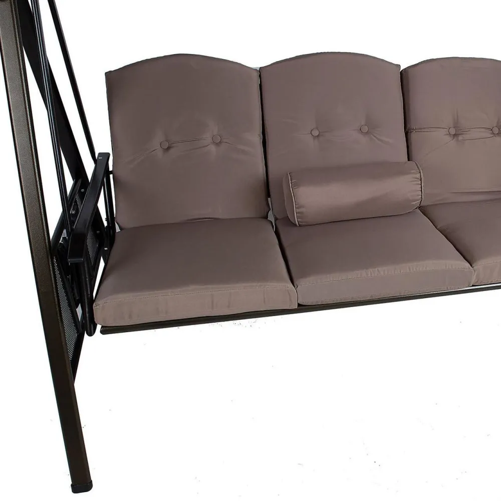 Pihakeinu Franco, katoksella, 3-istuttava, ruskea*Home4you Discount