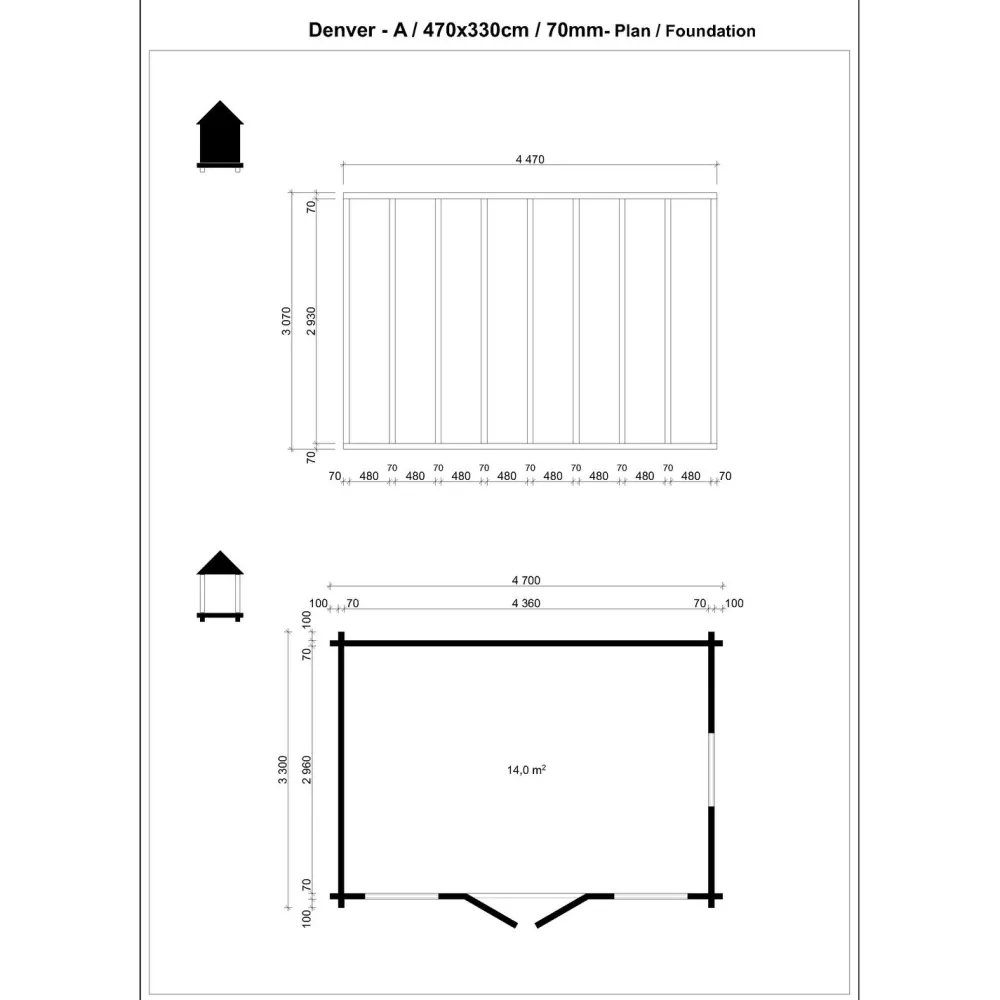Pihamökki Denver A, 70mm, 13.9m²*Tene Discount