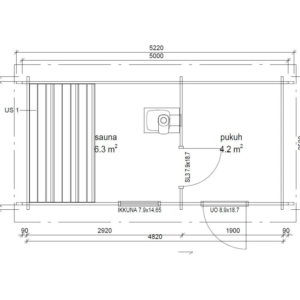 New Pihasauna Ylläs, 11.2m², pulpettikattoinen Saunamökit