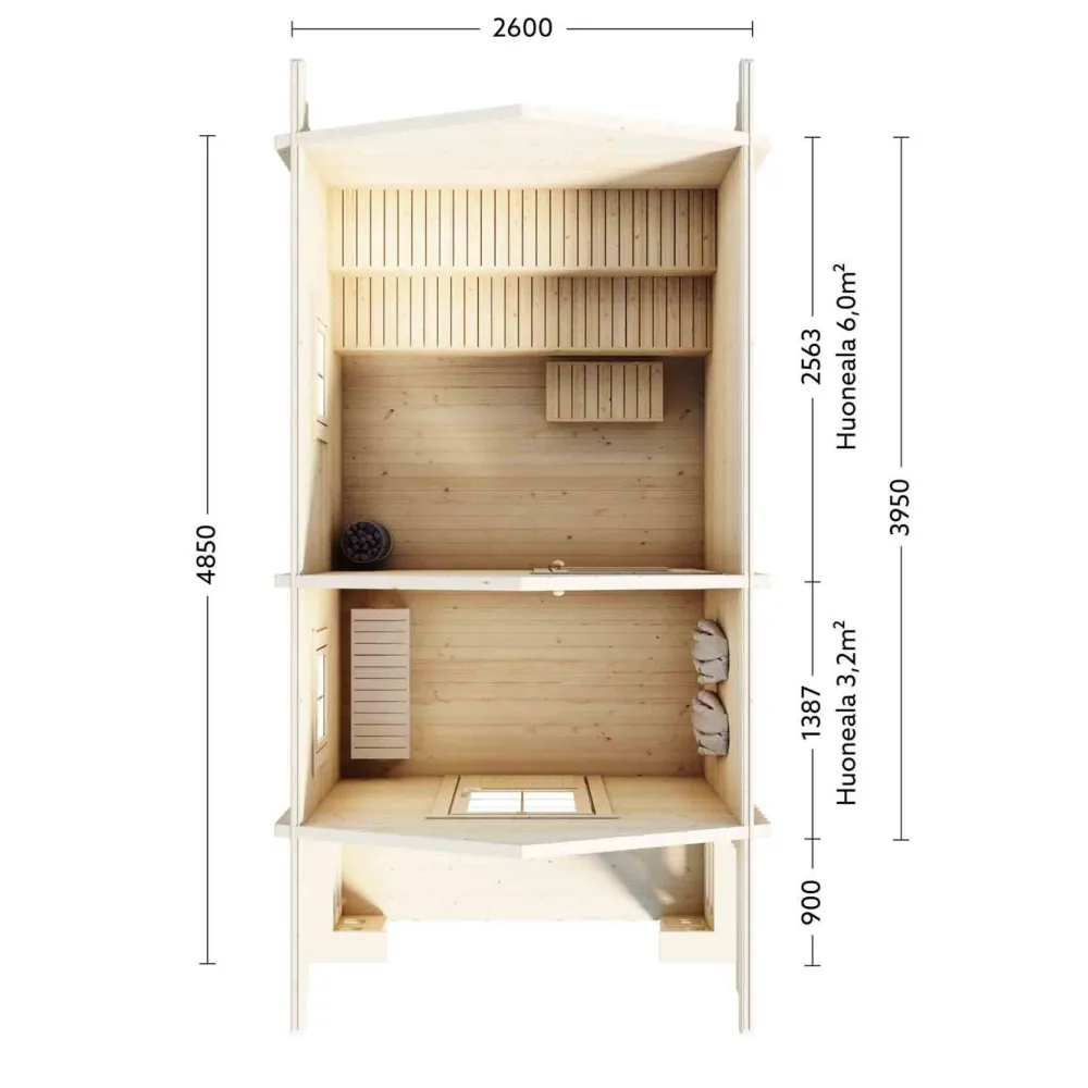 Online Pihasauna 7-5 Tiira 10,3 + 2,3 m² Saunamökit