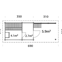 Pihasauna Sanna 6,8+5,9 m²*Palmako Discount