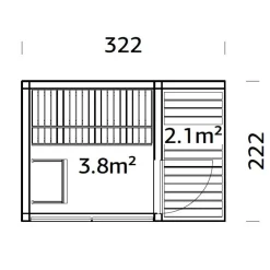 Pihasauna Sarah 3,8+2,1 m2 Pihasaunat Ilman Rakennuslupaa