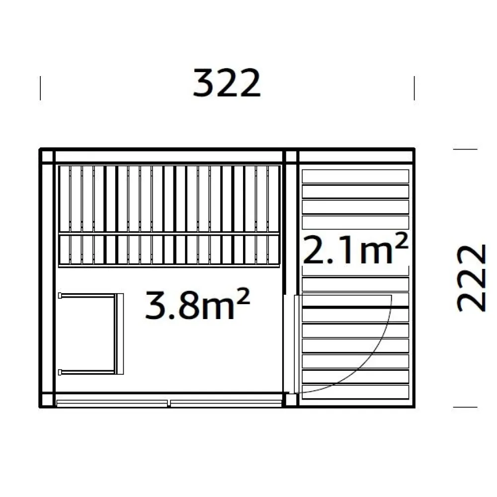 Pihasauna Sarah 3,8+2,1 m2 Pihasaunat Ilman Rakennuslupaa