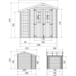 Pihavaja polttopuukatoksella M386C, 4.47m², eri vaihtoehtoja*Timbela Online