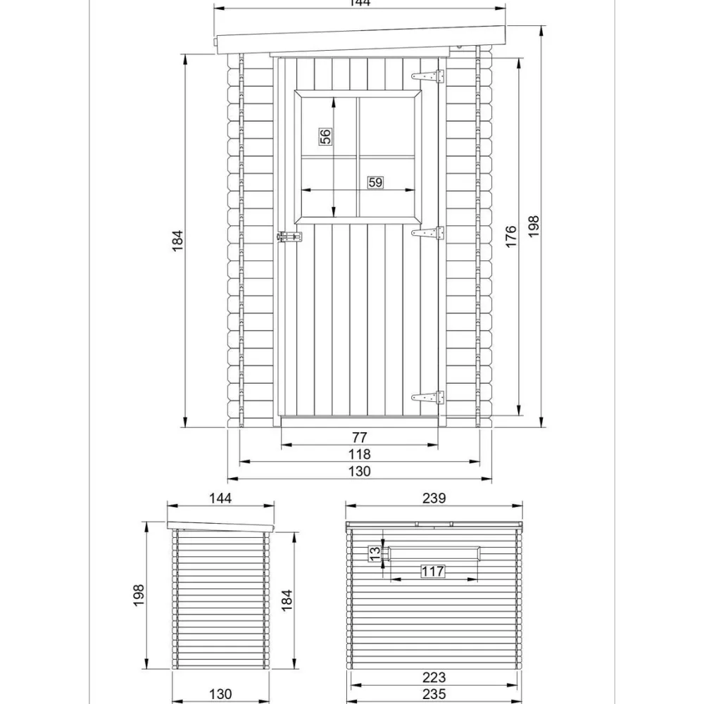 Pihavaja M306, 2.63m², eri vaihtoehtoja*Timbela Online