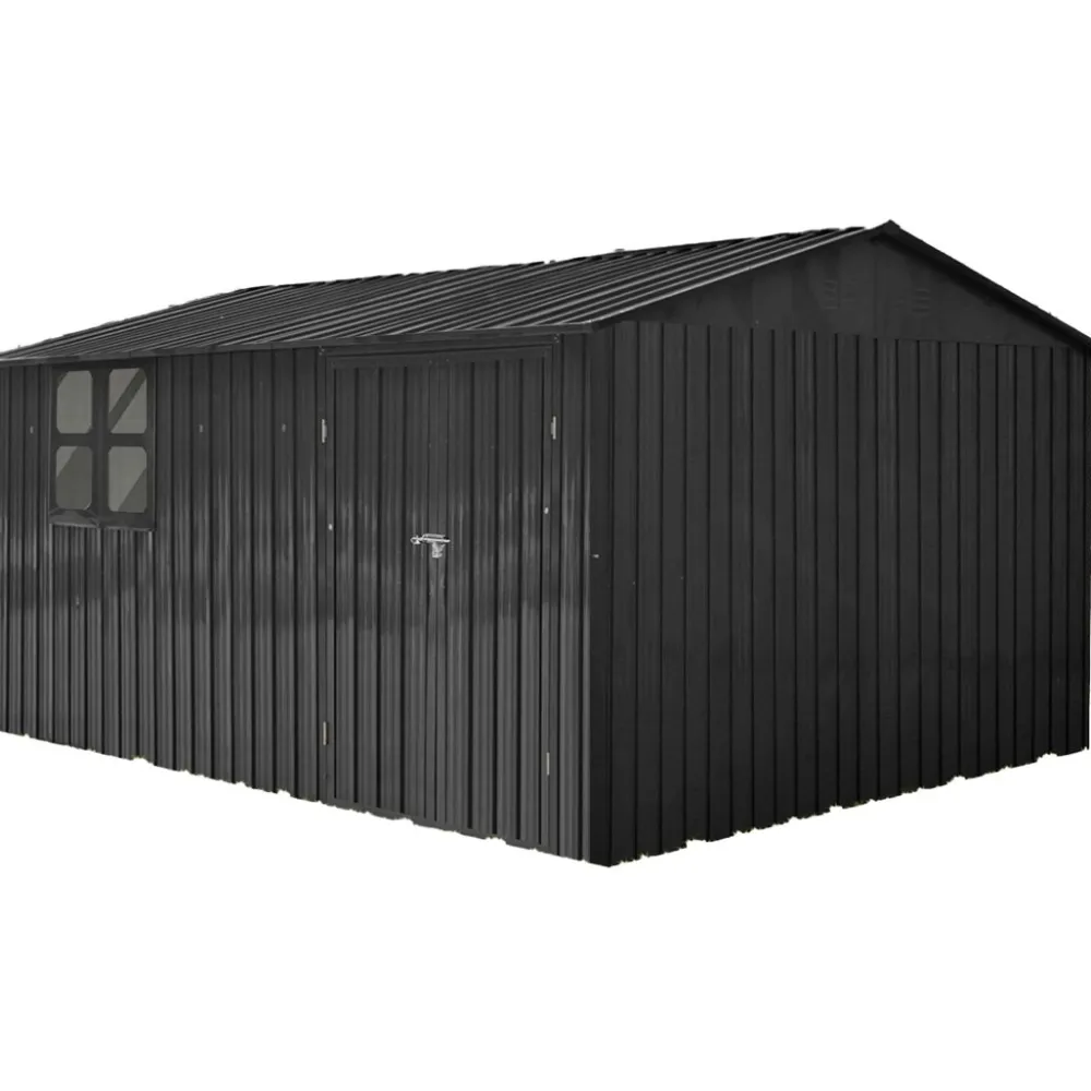 Pihavarasto , 375x286x162cm, ikkuna, musta*Fornorth Hot